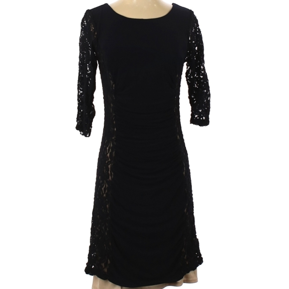 DRESS BARN COCKTAIL DRESS, SIZE 4, BLUE/BLACK